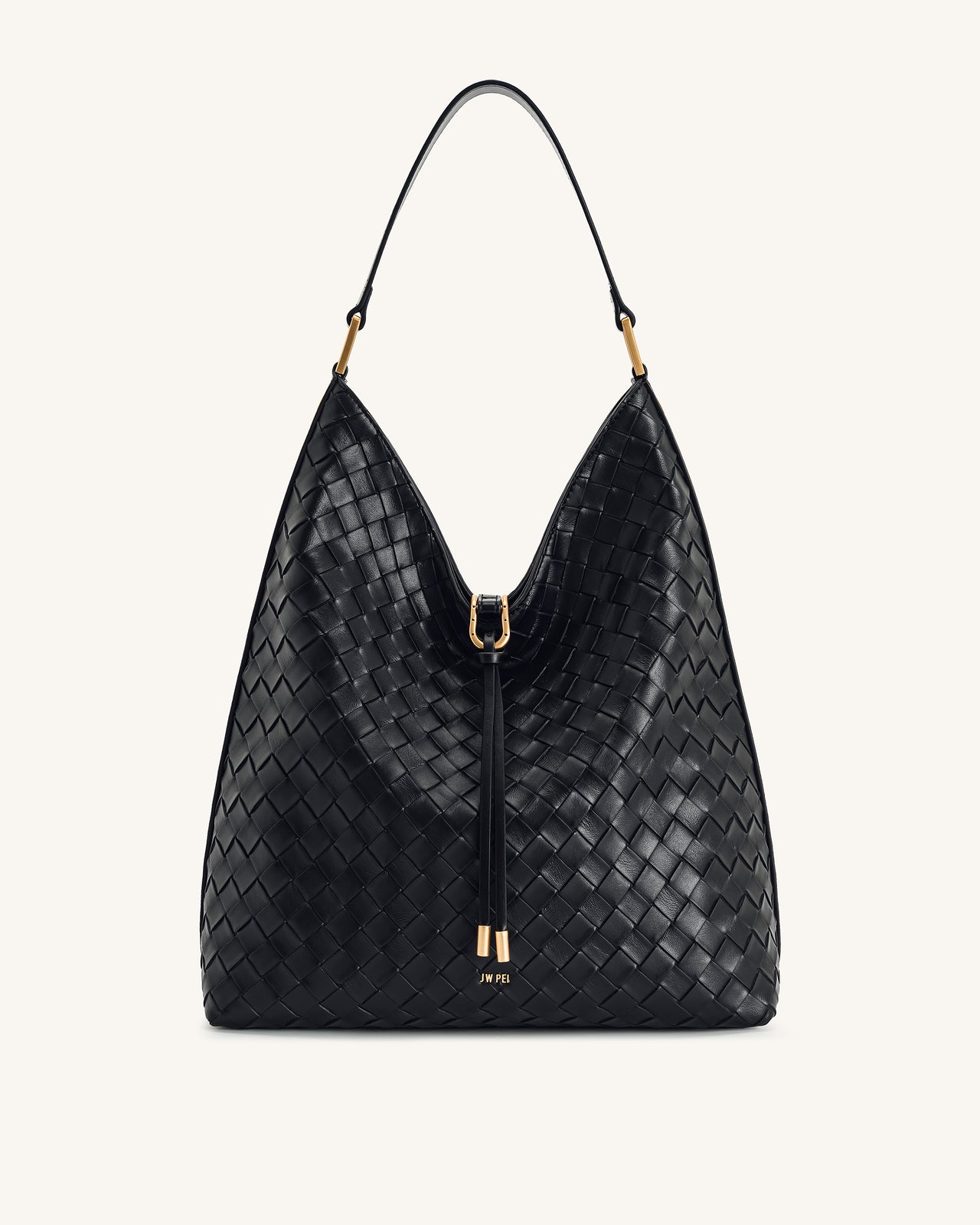 Sac à main épaule Aria à texture tissée - Noir