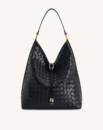 Sac à main épaule Aria à texture tissée - Noir