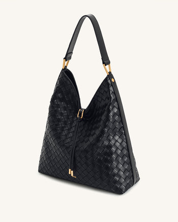 Sac à main épaule Aria à texture tissée - Noir