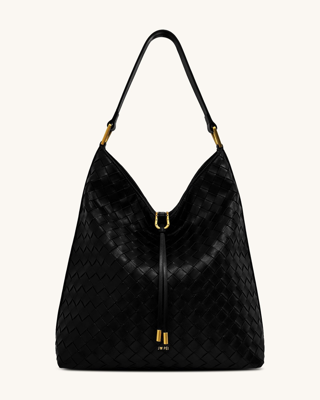 Sac à main épaule Aria à texture tissée - Noir