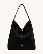 Sac à main épaule Aria à texture tissée - Noir