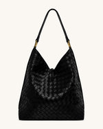 Sac à main épaule Aria à texture tissée - Noir