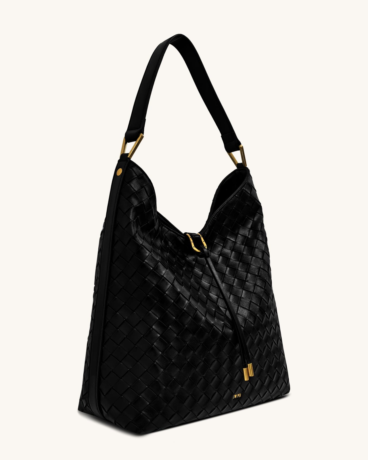 Sac à main épaule Aria à texture tissée - Noir
