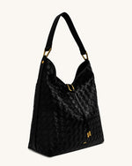 Sac à main épaule Aria à texture tissée - Noir