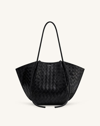 Sac fourretout large Nala à texture tissée - Noir