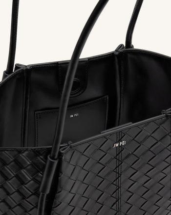 Sac fourretout large Nala à texture tissée - Noir
