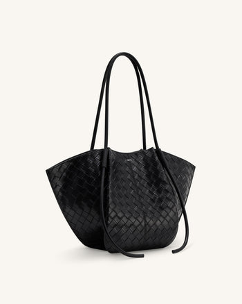 Sac fourretout large Nala à texture tissée - Noir