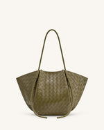 Sac fourretout large Nala à texture tissée - Vert olive