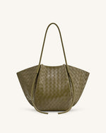 Sac fourretout large Nala à texture tissée - Vert olive