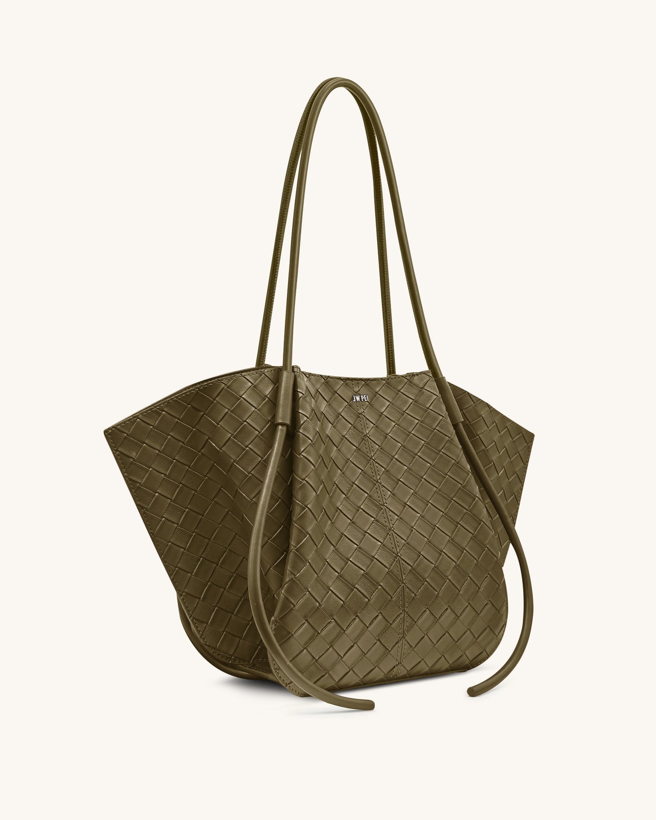 Sac fourretout large Nala à texture tissée - Vert olive