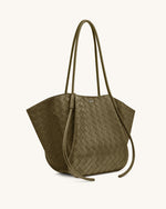 Sac fourretout large Nala à texture tissée - Vert olive