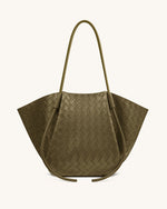 Sac fourretout large Nala à texture tissée - Vert olive