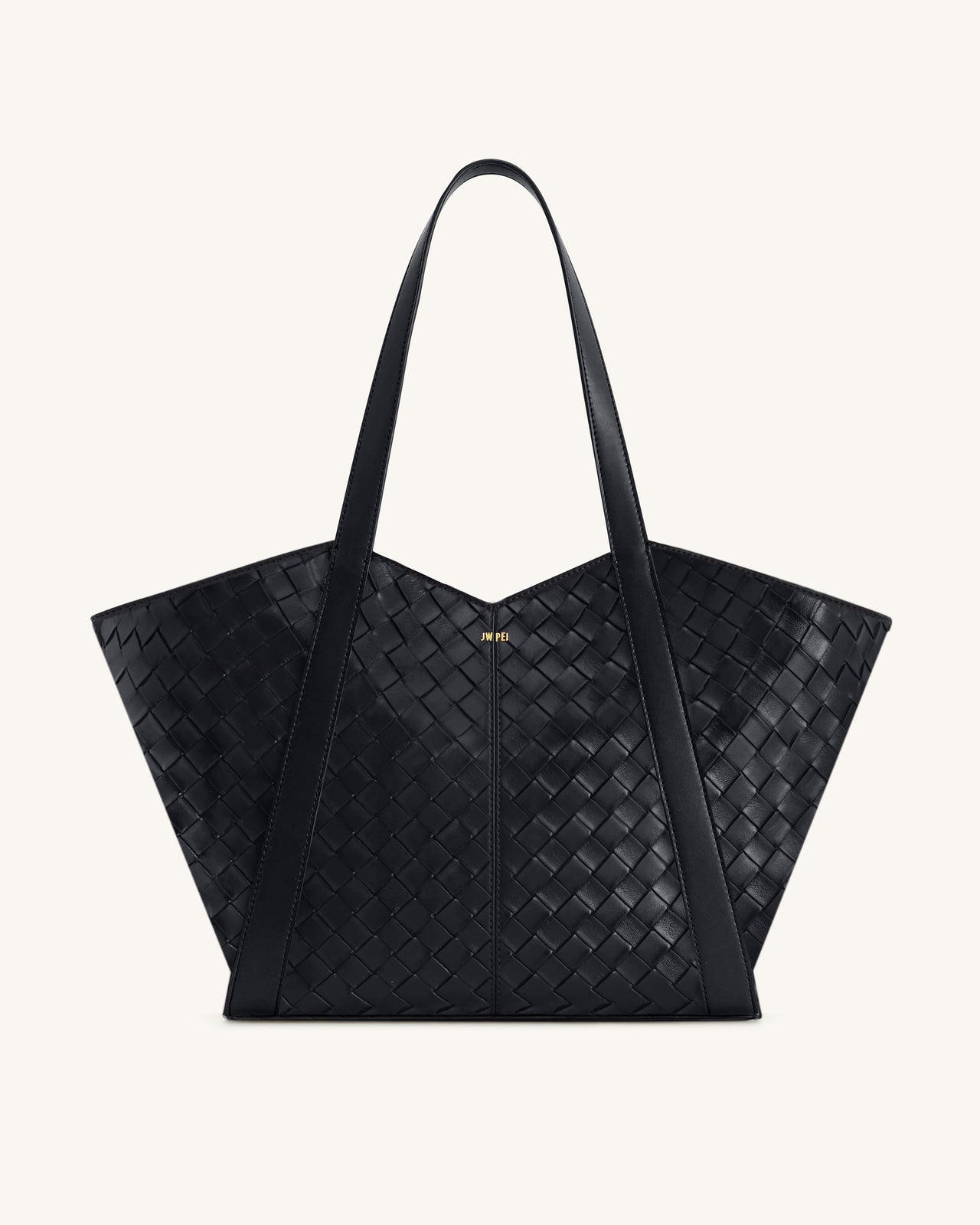 Grand sac cabas à texture tressée Kiana – Noir
