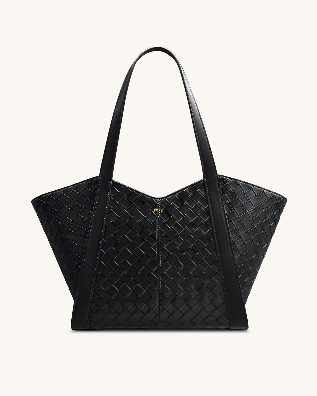 Grand sac cabas à texture tressée Kiana – Noir