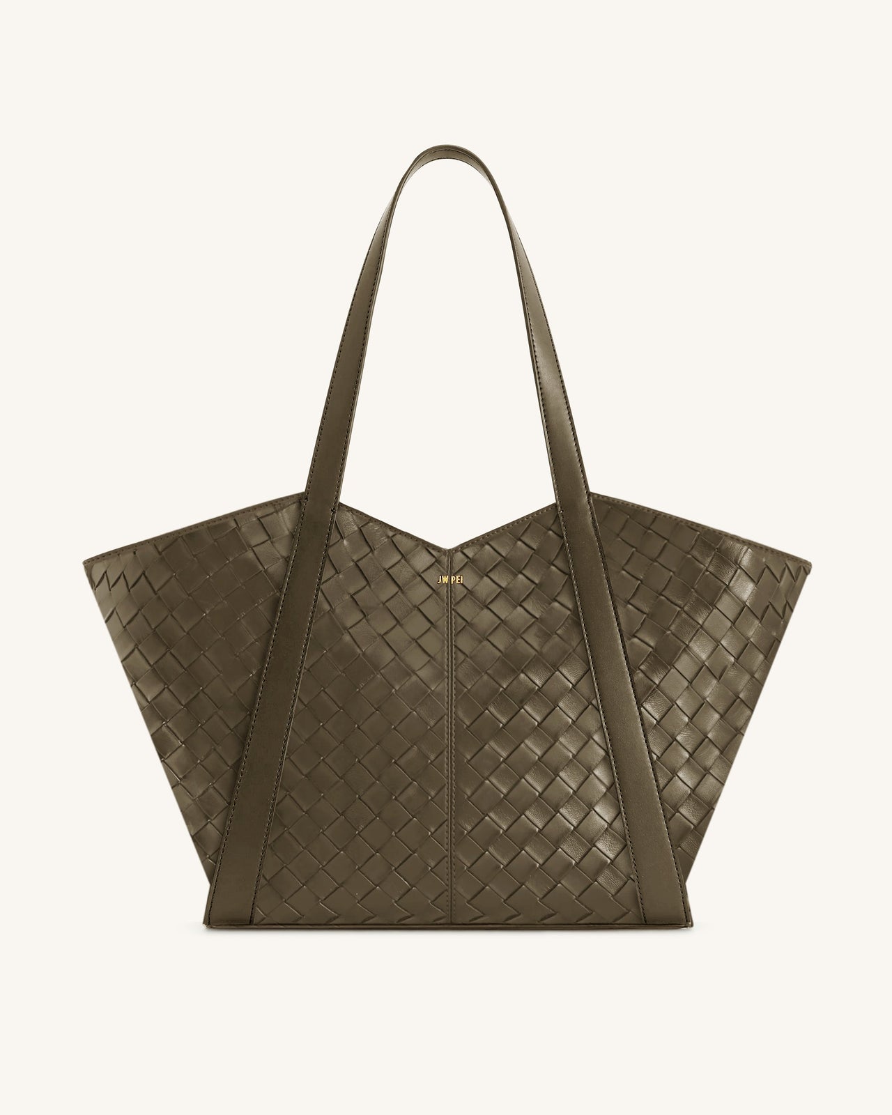 Grand sac cabas à texture tressée Kiana – Olive foncé