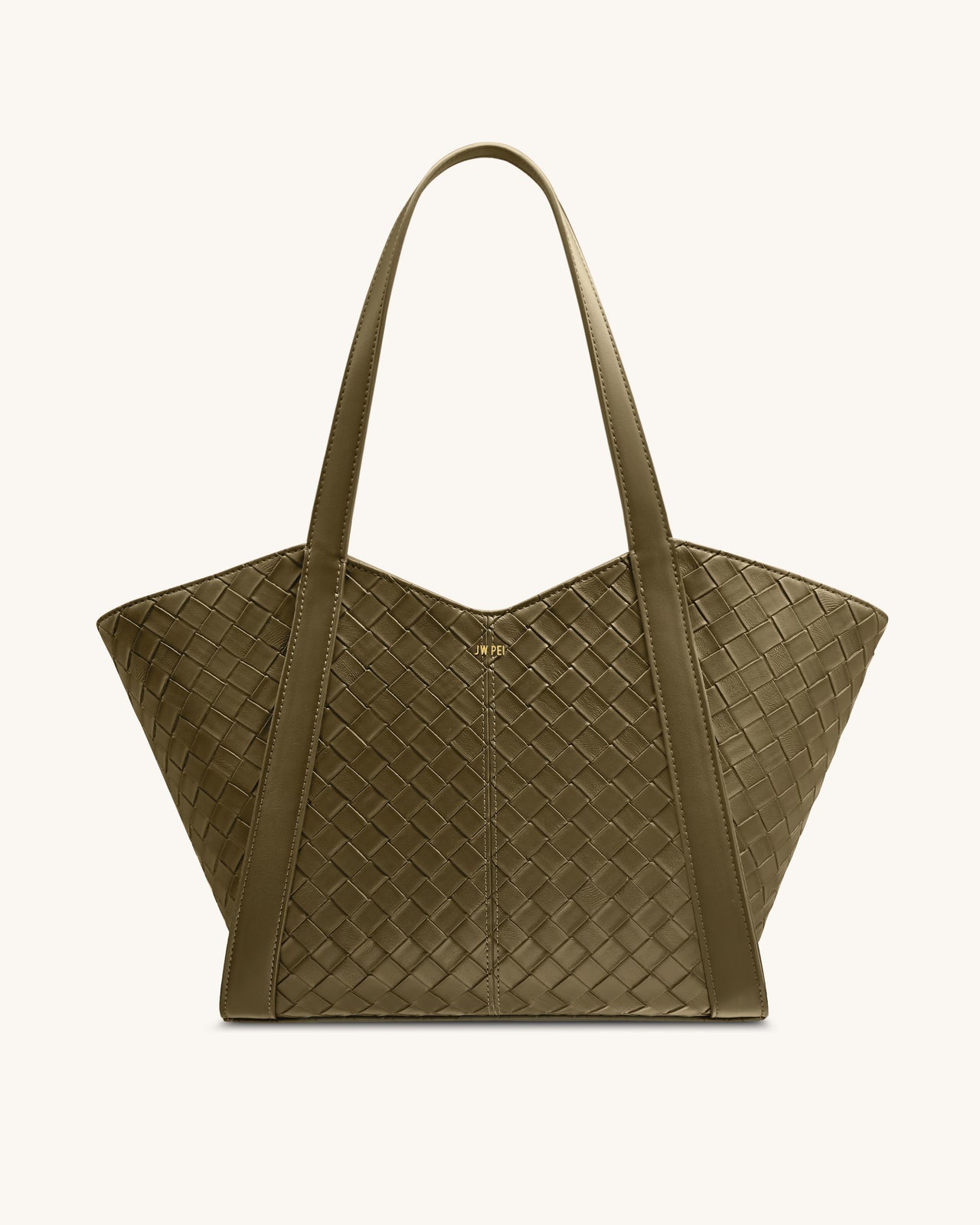 Grand sac cabas à texture tressée Kiana – Olive foncé