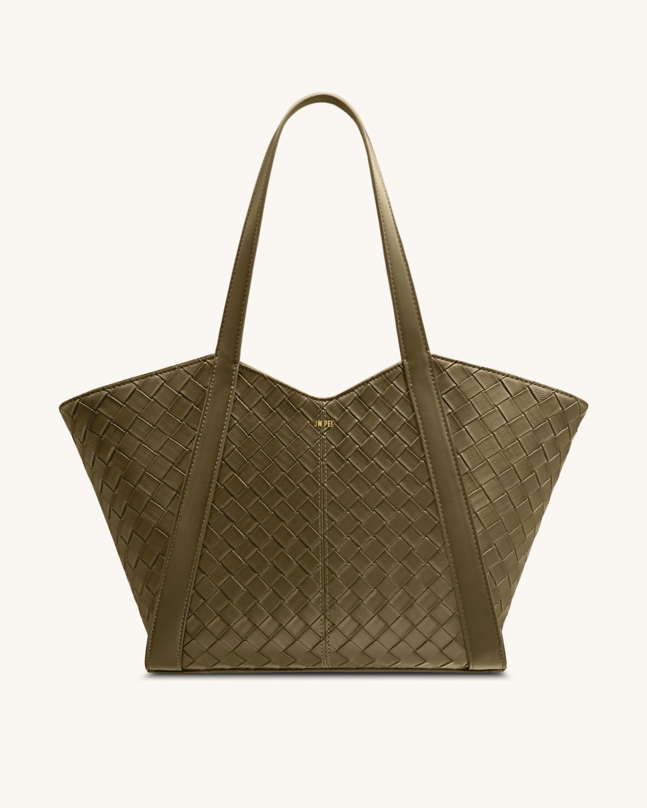 Grand sac cabas à texture tressée Kiana – Olive foncé