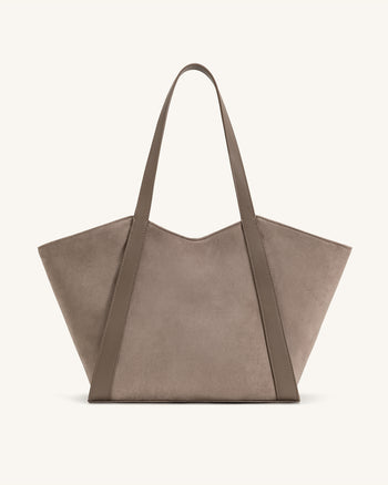 Grand sac cabas en suédine Kiana – Taupe