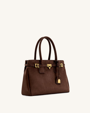 Sac cabas Miley orné d'une ceinture – Marron