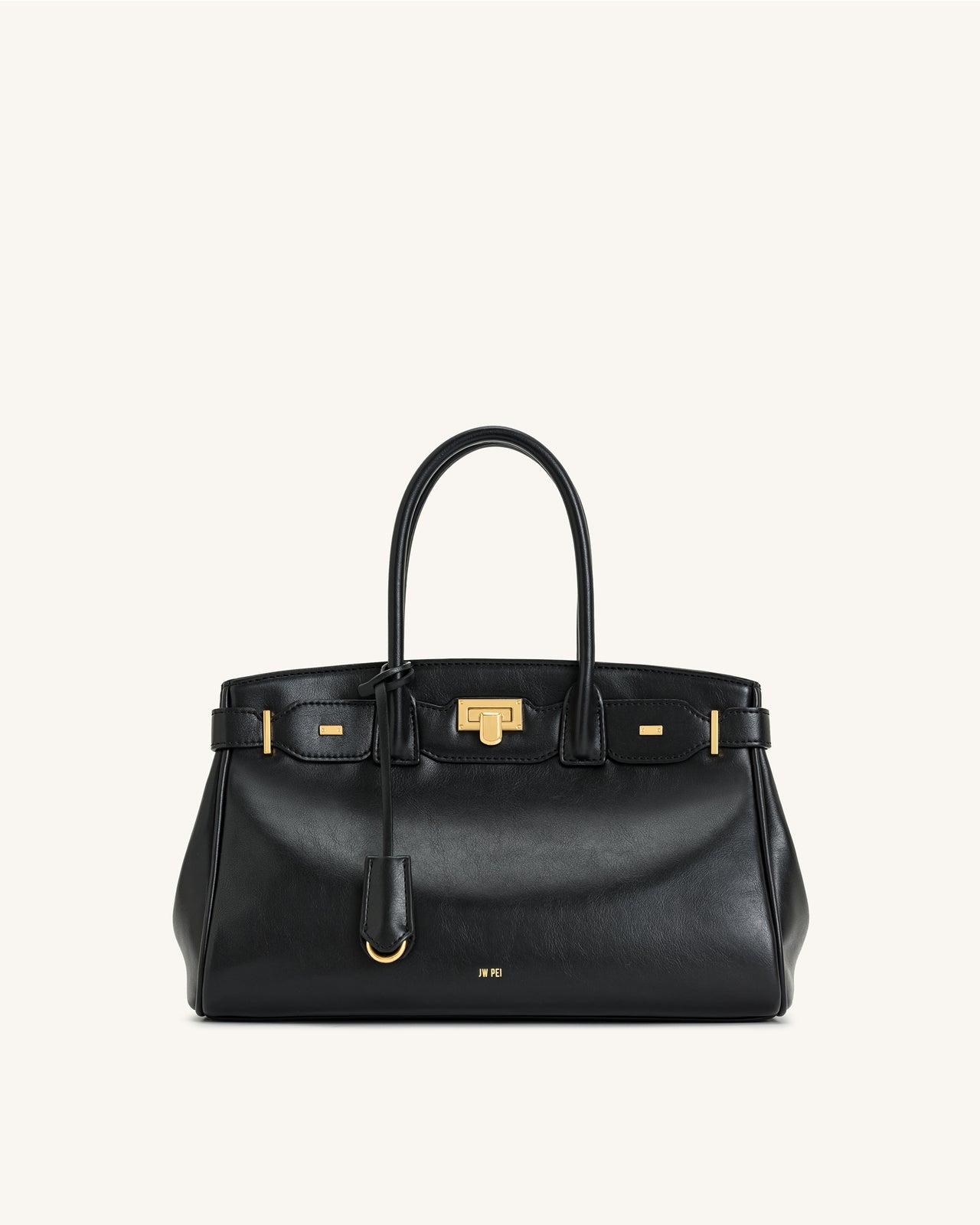 Sac cabas Ziva avec décoration à fermoir en métal – Noir