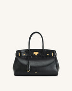 Sac cabas Ziva avec décoration à fermoir en métal – Noir