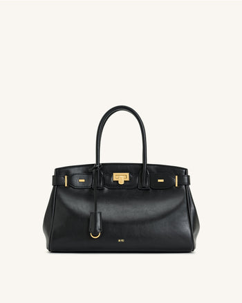 Sac cabas Ziva avec décoration à fermoir en métal – Noir