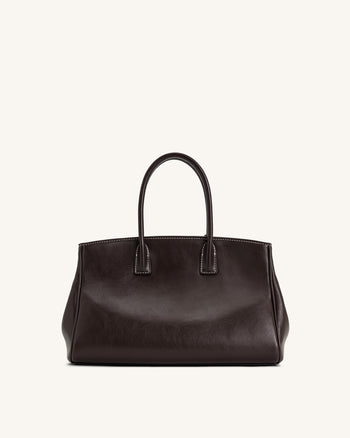 Sac cabas Ziva avec décoration à fermoir en métal – Marron Foncé