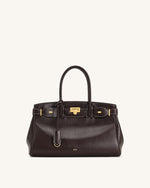 Sac cabas Ziva avec décoration à fermoir en métal – Marron Foncé