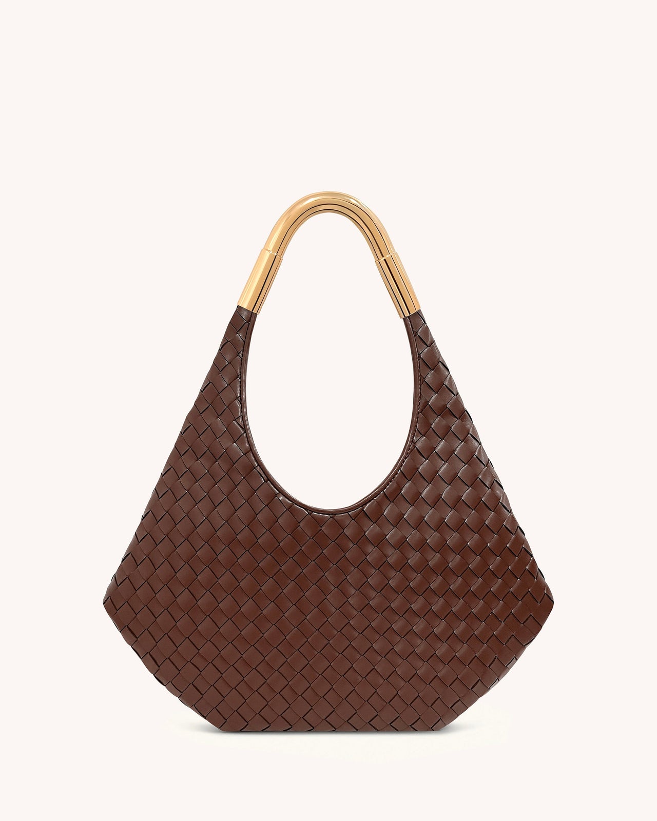 Olivia Sac Hobo Tressé à Main avec Anse Métallique – Marron