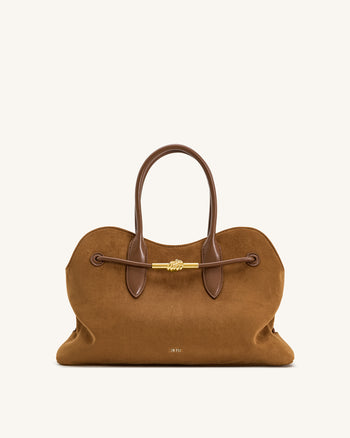 Adele Sac cabas à nœud de corde métallique - Marron caramel