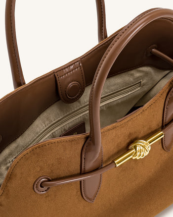Adele Sac cabas à nœud de corde métallique - Marron caramel