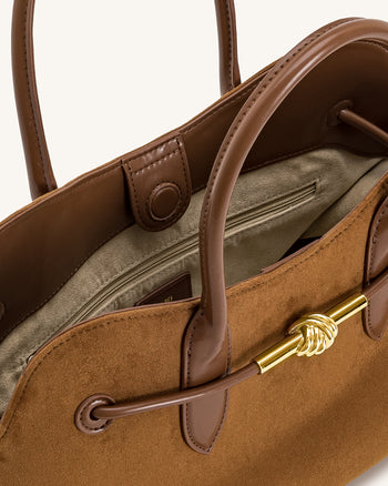 Adele Sac cabas à nœud de corde métallique - Marron caramel