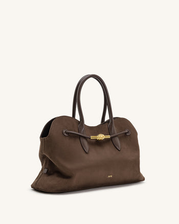 Adele Sac cabas à nœud de corde métallique - Marron moka