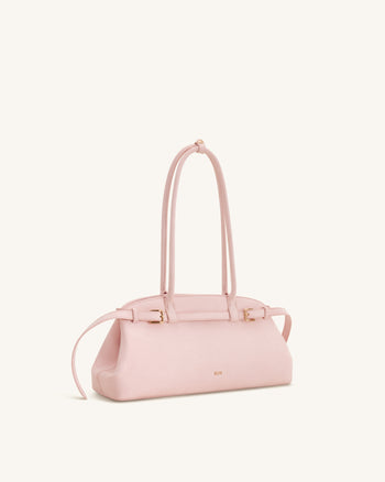 Sac bandoulière est-ouest en similicuir avec détail de ceinture Arden - Rose