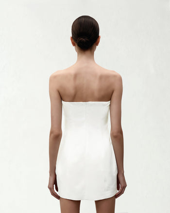 Robe bustier à appliqué orchidée - Blanc