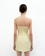 Robe courte mini crochet avec application florale - Jaune