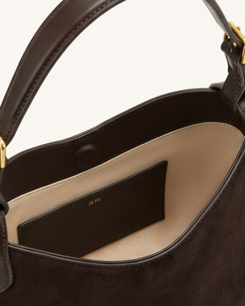 Velora Sac porté épaule souple en faux daim - Marron foncé
