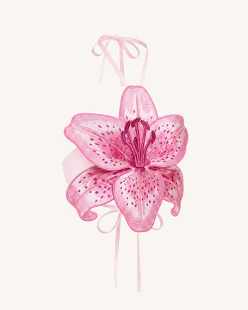 Crop top dos nu 3D motif lys - Rose