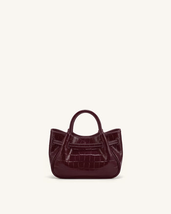 Maeve Mini sac à main avec breloque teckel - Effet croco bordeaux