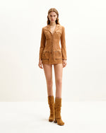 Robe courte avec veste corset en suédine - Camel