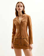 Robe courte avec veste corset en suédine - Camel