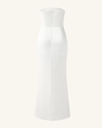 Robe longue brodée de fleurs - Blanche