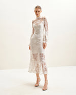 Robe midi élégante en dentelle - Blanche
