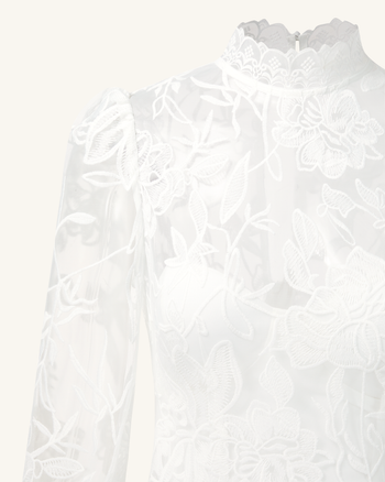 Robe midi élégante en dentelle - Blanche