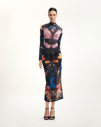 Robe transparente avec papillons et scarabées – Multicolore