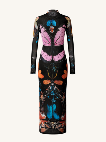 Robe légère en maille double couche, papillons et coléoptères – Multicolore