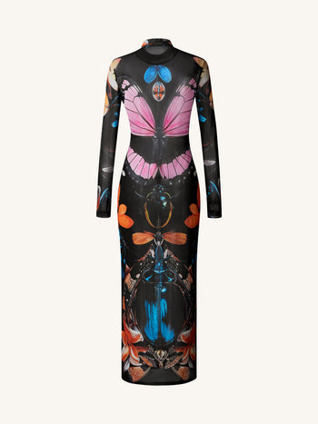 Robe transparente avec papillons et scarabées – Multicolore