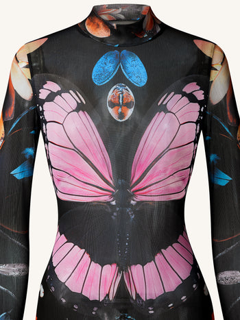 Robe transparente avec papillons et scarabées – Multicolore
