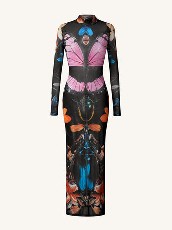 Robe transparente avec papillons et scarabées – Multicolore