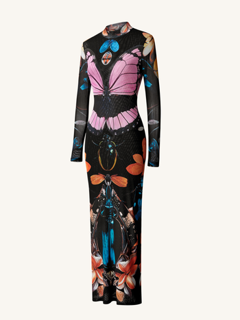 Robe légère en maille double couche, papillons et coléoptères – Multicolore